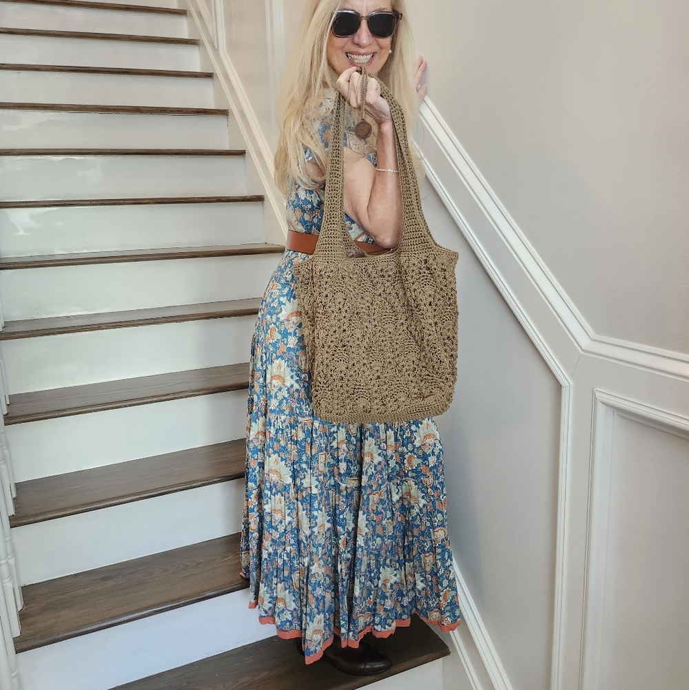 The Sak Beautiful Condition Large Taupe Hand Crocheted Bag, $59